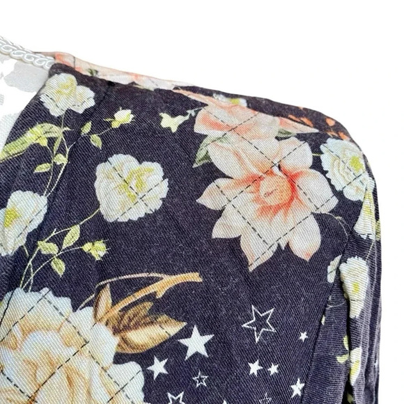Farm Rio Charcoal Floral Star Boho Kimono Jacket One Size - Picture 7 of 14